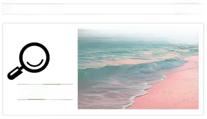 Detail view of sunset beach wall sticker with pink waves and soft tropical scenery