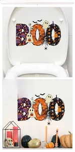 Λεπτομέρεια αυτοκόλλητου Halloween BOO με κολοκύθα και νυχτερίδα για διακόσμηση WC