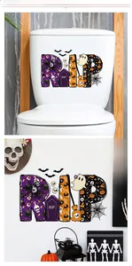 Λεπτομέρεια από αυτοκόλλητα τουαλέτας Halloween με ταφόπλακα RIP και φαντάσματα