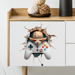 3D cracked wall game controller wall sticker for modern gaming room home decor