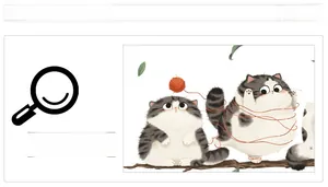 Detail of cute tabby cats playing with red yarn ball on a branch wall sticker