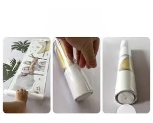 Detail showing the professional packing procedure for green leaves window film stickers