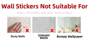 Guide showing unsuitable surfaces like peeling walls or uneven wallpaper for film