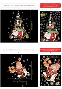 Detail view of festive Christmas wall stickers showing Santa Claus and reindeer designs