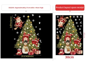 Detailed sheet layout of Christmas window stickers featuring Santa Claus and snowflakes