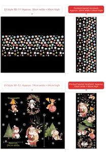 Detail view of Santa Claus and snowman window decals showing size and layout dimensions