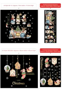 Christmas window stickers set with Santa, reindeer and snowflakes for festive glass decoration