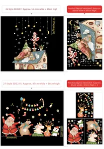Detailed layout showing dimensions for Santa and Reindeer Christmas wall stickers