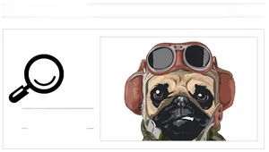 Détail de l'autocollant carlin avec lunettes d'aviateur pour décoration de toilette