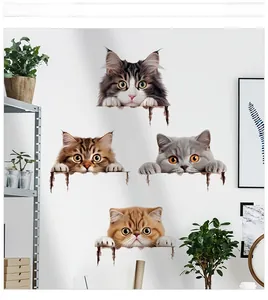Detailed view of 3D lifelike exotic shorthair cat wall decals for home pet store decor