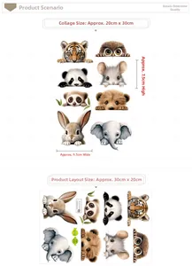 Macro detail of 3D cartoon animal wall stickers made of PVC for light switch decor