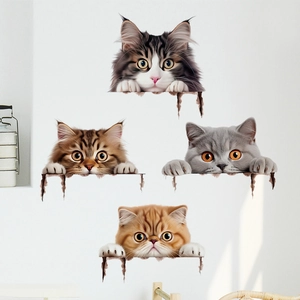 3D realistic exotic shorthair and blue cat wall stickers for pet shop home decoration