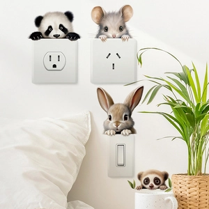 Cute animal switch stickers set with panda and rabbit for kids room wall decor
