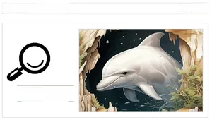 Macro detail of 3D white dolphin toilet lid sticker showing realistic texture and colors