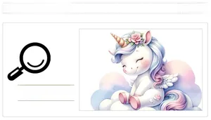Détail d'un autocollant de licorne rose pour abattant avec motifs de fleurs et nuages