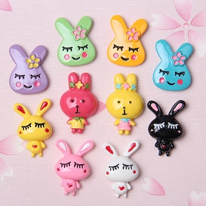 Kawaii Resin Rabbit DIY Jewelry Accessories Cartoon Bunny Flatback Cabochons For Hair Clip Shoe Charm Phone Case Decoration