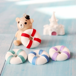 DIY resin set with cartoon bear doll and colorful mini lifebuoys for jewelry making