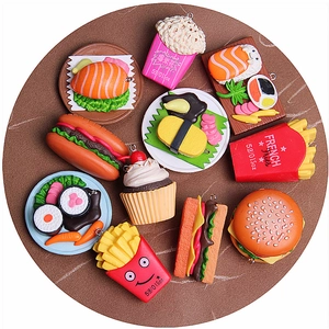 Ciondoli in resina realistici cibo miniatura con hamburger, patatine e sushi kit
