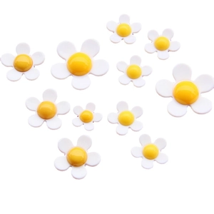 Acrylic white daisy flower charms with yellow center for DIY phone cases and crafts