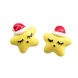 Cartoon ster hars bedeltjes met kerstmuts voor DIY handwerk en haaraccessoires
