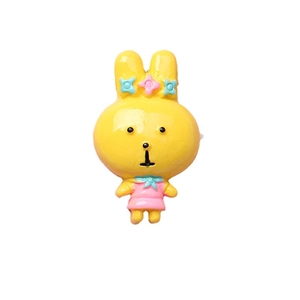 Cartoon yellow resin rabbit accessory with floral detail for DIY crafts and hair clips