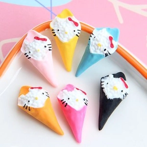 Cute resin Hello Kitty ice cream cone charms for DIY phone cases in six vibrant colors