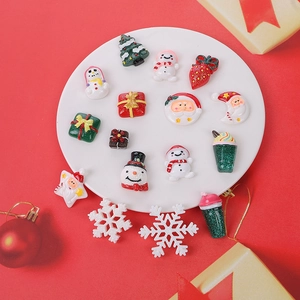 Christmas Resin Flatback DIY Accessories Kit Santa Snowman Snowflake Christmas Tree For Phone Case Crafts Decoration
