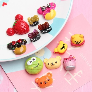 Assorted resin cartoon donut and bread miniatures for DIY phone case decoration