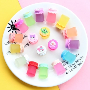 Luminous resin miniature jam jars for DIY jewelry making in assorted candy colors