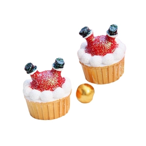 Cupcakes pupazzo di neve in resina glitterata e ornamenti natalizi in miniatura