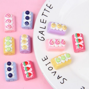 Realistic resin fruit cake rolls in various pastel colors for DIY cream glue crafts