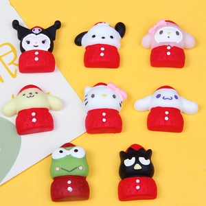 Set of 8 Sanrio characters in strawberry outfits for shoe charms and DIY crafts