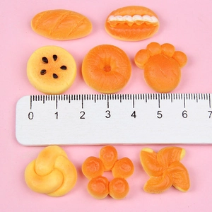8-piece miniature resin bread set including baguette and donuts for DIY craft making