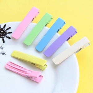 Macaron Color Electroplated Metal Duckbill Hair Clips For Kids Women Seamless Square Hair Pins DIY Crafting Accessories