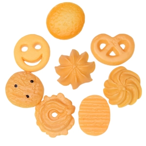 Set of 8 realistic resin miniature cookies including smiley faces for DIY crafts