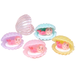 Vijf stuks 3D parelmoer zeemeermin schelp hars figuren voor DIY decoraties