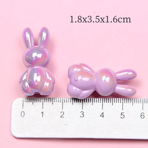 Luminous purple aurora rabbit beads made of resin for DIY jewelry making and phone chains