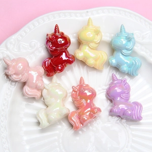Perles licorne lumineuses en résine aux couleurs acidulées pour bijoux DIY et portables