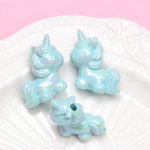 Perles licorne en acrylique irisé avec fini nacré pour création de bijoux DIY
