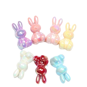 Glow-in-the-dark luminous bunny beads with pearlescent UV coating for DIY jewelry making