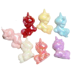 Perles licorne en acrylique lumineuses avec fini nacré en 7 couleurs pour bijoux DIY