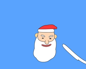 Close-up of DIY Christmas resin charm featuring a flat 2D Santa Claus cartoon design