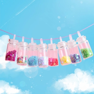 Ciondolo Mini Bottiglia dei Desideri in Vetro Con Paillettes a Stella Colorate Glitter per Creazione di Gioielli Fai da Te