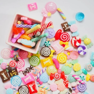 Colorful DIY resin candy and lollipop charms for phone cases and hair accessories