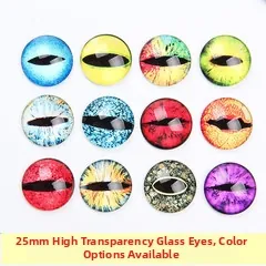 25mm glass eye patches for DIY dolls with 12 distinct biological iris patterns
