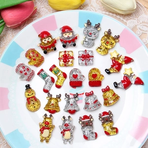 Détails de charmes de Noël en résine pailletée pour bricolage DIY et accessoires cheveux