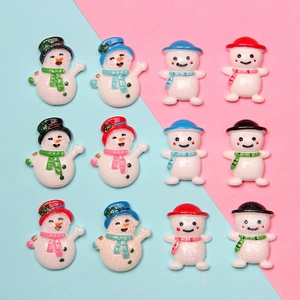 Charms en Résine Bonhomme de Neige de Noël Pour Pinces à Cheveux DIY Décoration de Coque de Téléphone Artisanat en Résine Pailletée
