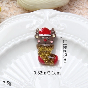 Macro d'accessoires de renne de Noël en résine à paillettes de 3cm pour décoration DIY