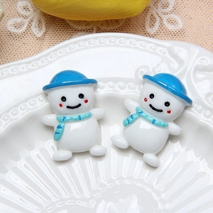 Petits bonhommes de neige en résine avec chapeaux bleus pour bricolage et accessoires
