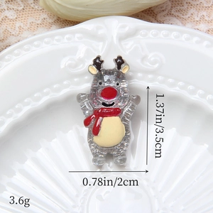 Pendentif renne de Noël en résine argentée scintillante, détails de taille 3,5x2cm